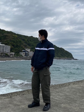 「NIKE（ナイキ）のアイテム（ナイロンジャケット）」を使った、もっさんさん（メンズ・166cm・20代）の春コーディネート