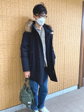 「HYKE」｜「アイテム（ダウンジャケット/コート）」を使った、Steinさん（メンズ・170cm）の冬コーディネート