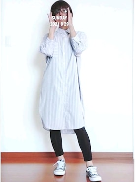 「アイテム（シャツワンピース）」を使った、meさん（レディース・152cm・30代）の秋コーディネート