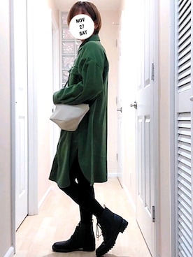 「アイテム（シャツワンピース）」を使った、meさん（レディース・152cm・30代）の秋コーディネート