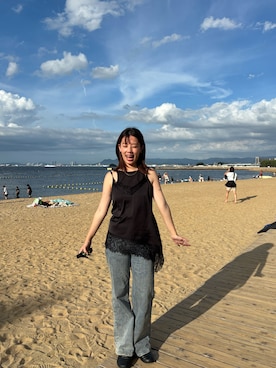 「アイテム（ベスト）」を使った、Kathyさん（レディース・158cm）の秋コーディネート