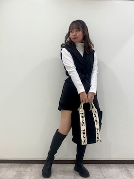 「one after another NICE CLAUP（ワンアフターアナザーナイスクラップ）のアイテム（セットアップ）」を使った、みゆたんご【骨格ウェーブ】さん（レディース・161cm）の冬コーディネート