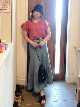 「アイテム（スカート）」を使った、ANNAさん（レディース・166cm）の夏コーディネート
