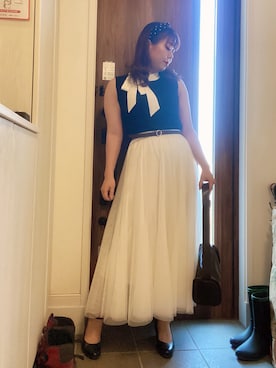「アイテム（タンクトップ）」を使った、ANNAさん（レディース・166cm）の夏コーディネート
