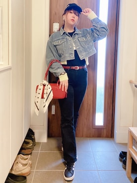 「アイテム（バンダナ/スカーフ）」を使った、ANNAさん（レディース・166cm）の冬コーディネート