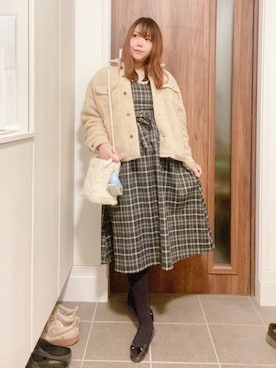 「アイテム（バレエシューズ）」を使った、ANNAさん（レディース・166cm）の冬コーディネート