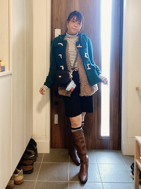 「アイテム（ダッフルコート）」を使った、ANNAさん（レディース・166cm）の秋コーディネート