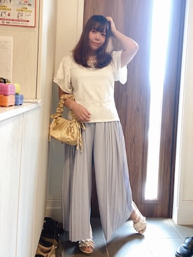 「アイテム（トートバッグ）」を使った、ANNAさん（レディース・166cm）の夏コーディネート