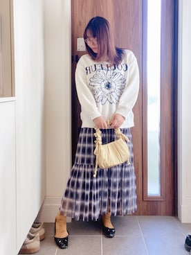 「アイテム（レッグウェア）」を使った、ANNAさん（レディース・166cm）の冬コーディネート