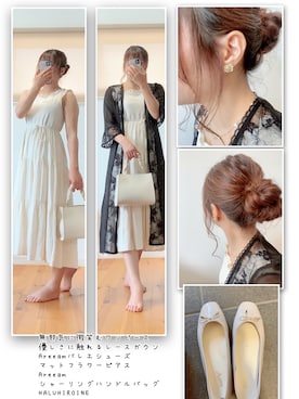 「ガウン」｜「アイテム（バレエシューズ）」を使った、ANNAさん（レディース・166cm）の夏コーディネート