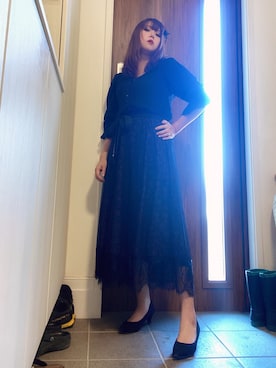 「アイテム（スカート、パープル系）」を使った、ANNAさん（レディース・166cm）の夏コーディネート