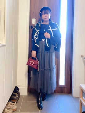 「アイテム（ブローチ/コサージュ）」を使った、ANNAさん（レディース・166cm）の冬コーディネート