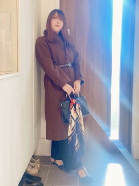 「アイテム（バンダナ/スカーフ）」を使った、ANNAさん（レディース・166cm）の冬コーディネート