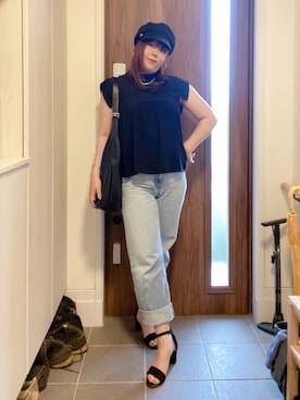 「アイテム（キャスケット）」を使った、ANNAさん（レディース・166cm）の夏コーディネート