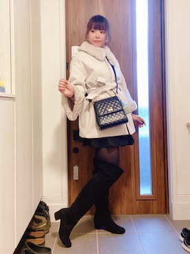 「アイテム（シュシュ）」を使った、ANNAさん（レディース・166cm）の秋コーディネート