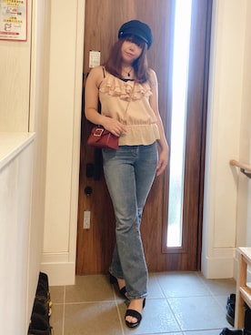 「アイテム（キャスケット）」を使った、ANNAさん（レディース・166cm）の夏コーディネート