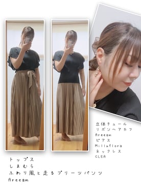 「Areeam（アリーム）のアイテム（パンツ）」を使った、ANNAさん（レディース・166cm）の夏コーディネート