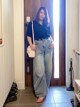 「アイテム（シューズ、ピンク系）」を使った、ANNAさん（レディース・166cm）の夏コーディネート