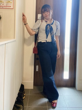 「アイテム（バンダナ/スカーフ）」を使った、ANNAさん（レディース・166cm）の夏コーディネート