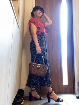 「アイテム（ベルト）」を使った、ANNAさん（レディース・166cm）の夏コーディネート