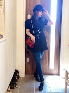 「アイテム（キャスケット）」を使った、ANNAさん（レディース・166cm）の夏コーディネート