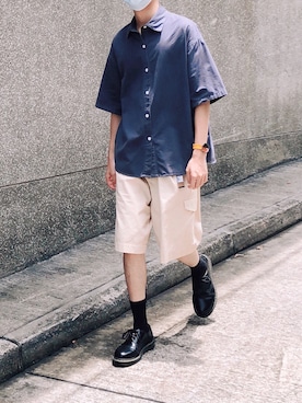 「Dr. Martens（ドクターマーチン）のDr.Martens / ドクターマーチン 1461 3EYE GIBSON SHOE 3ホール ギブソン シューズ ブーツ（ブーツ）」を使った、tan16さん（メンズ・173cm）の夏コーディネート