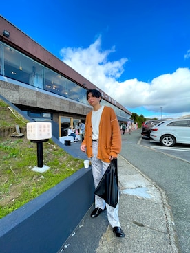 「ASTRONOMY（アストロノミー）のアイテム（スラックス）」を使った、matsu0007さん（メンズ・177cm）の秋コーディネート