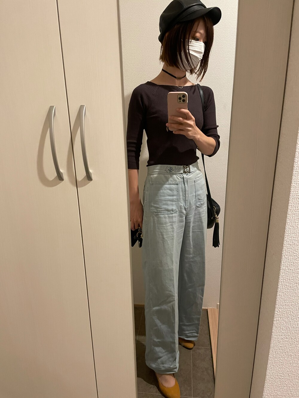 「秋のコーデ、カジュアル、秋服準備はじめました、ワイドパンツ」｜「POLO RALPH LAURENのMargery ワイドレッグ ジーンズ（デニムパンツ、ブルー系）」を使った、NanaFiddler さん（レディース・165cm）の秋コーディネートの1枚目の写真