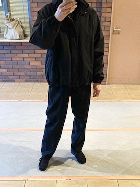 「Clarks（クラークス）のWallabee 2 / メンズ ワラビー2 (ブラックスエード)（モカシン/デッキシューズ）」を使った、Ryuichiさん（メンズ・177cm）の冬コーディネート