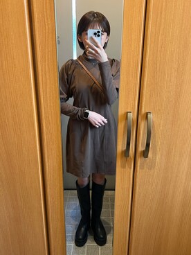 「タートルネック」｜「アイテム（デジタル腕時計）」を使った、みゆさん（レディース・153cm）の冬コーディネート
