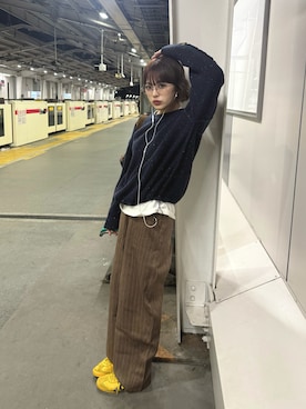 「BROKEN BASE（ブロークンベース）のアイテム」を使った、ユイカさん（レディース・160cm）の冬コーディネート