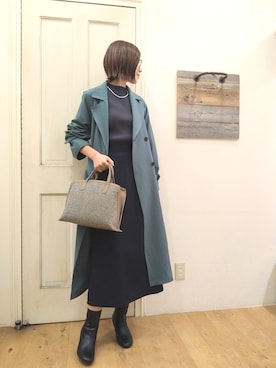「Te chichi（テチチ）のアイテム（ステンカラーコート）」を使った、Andoさん（レディース・169cm）の秋コーディネート