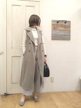 「Te chichi（テチチ）のアイテム（ステンカラーコート）」を使った、Andoさん（レディース・169cm）の秋コーディネート