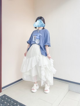 「PAGEBOY（ページボーイ）のアイテム」を使った、ﾓﾌﾁ☁️さん（骨格ストレート・レディース・156cm）の夏コーディネート