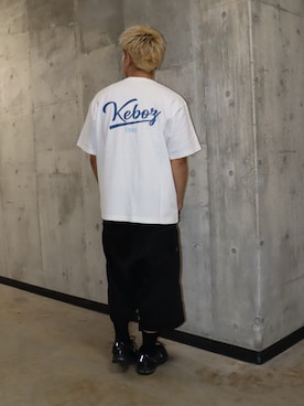 「KEBOZ（ケボズ）のICON S/S TEE【入荷禁止】（Tシャツ/カットソー、ホワイト系）」を使った、Neoさん（メンズ・172cm）の春コーディネート