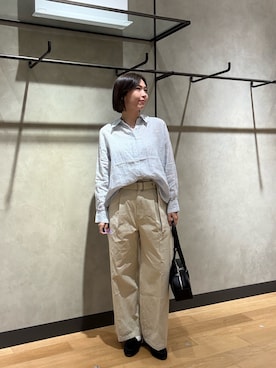 「URBAN RESEARCH(アーバンリサーチ)のリネン2WAYシャツ(シャツ/ブラウス、ブルー系)」を使った、yuiさん(レディース・167cm)の春コーディネート