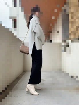 「w closet（ダブルクローゼット）のスクエアトゥブーツ（ブーツ）」を使った、ぽんさん（レディース・151cm）の冬コーディネート