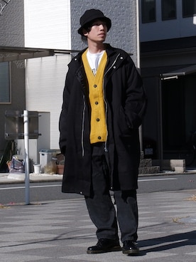 「Ellno Loset（エルノロゼット）のアイテム（モッズコート）」を使った、かみけん。さん（メンズ・168cm）の冬コーディネート