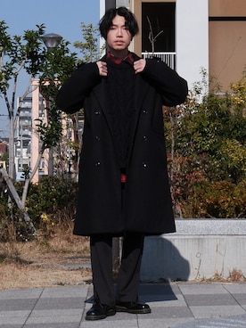 「CASPER JOHN（キャスパージョン）のアイテム（チェスターコート）」を使った、かみけん。さん（メンズ・168cm）の冬コーディネート