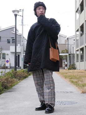 「Ellno Loset（エルノロゼット）のアイテム（モッズコート）」を使った、かみけん。さん（メンズ・168cm）の冬コーディネート