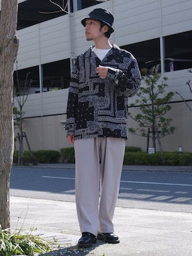 「Confirm（コンファーム）のアイテム（帽子）」を使った、かみけん。さん（メンズ・168cm）の春コーディネート