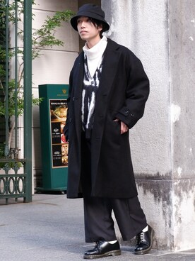 「CASPER JOHN（キャスパージョン）のアイテム（チェスターコート）」を使った、かみけん。さん（メンズ・168cm）の冬コーディネート