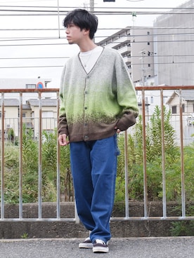 「モヘアカーディガン」｜「アイテム（その他）」を使った、かみけん。さん（メンズ・168cm）の秋コーディネート