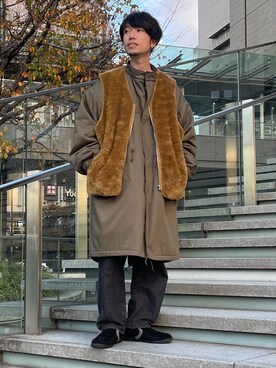 「Confirm（コンファーム）のアイテム（モッズコート）」を使った、かみけん。さん（メンズ・168cm）の冬コーディネート