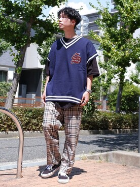 「ワッペン」｜「アイテム（その他）」を使った、かみけん。さん（メンズ・168cm）の夏コーディネート