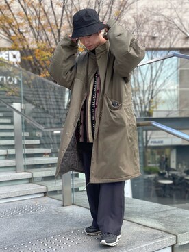 「Confirm（コンファーム）のアイテム（モッズコート）」を使った、かみけん。さん（メンズ・168cm）の冬コーディネート