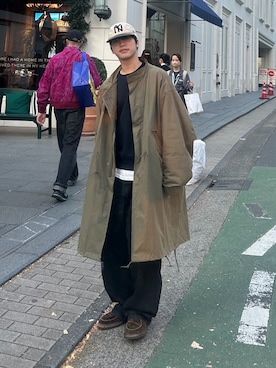 「FREAK'S STORE（フリークスストア）のWEB限定 ビッグシルエット M-65 ライナーセットモッズコート/コート＆キルティングライナーセット/2枚セット/3WAY（モッズコート、グリーン系）」を使った、りくおさん（メンズ・165cm）の秋コーディネート