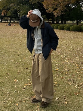 「GU（ジーユー）のアイテム（パンツ）」を使った、りくおさん（メンズ・165cm）の秋コーディネート