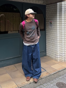 「アイテム（キャップ）」を使った、りくおさん（メンズ・165cm）の秋コーディネート