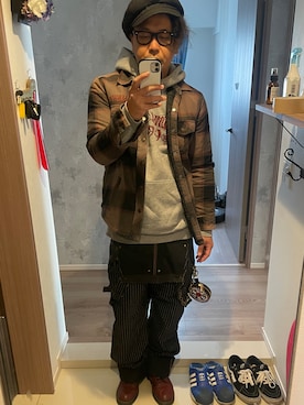 「アイテム（キャスケット）」を使った、あ、ぽちゃ先生♪さん（メンズ・176cm）の秋コーディネート
